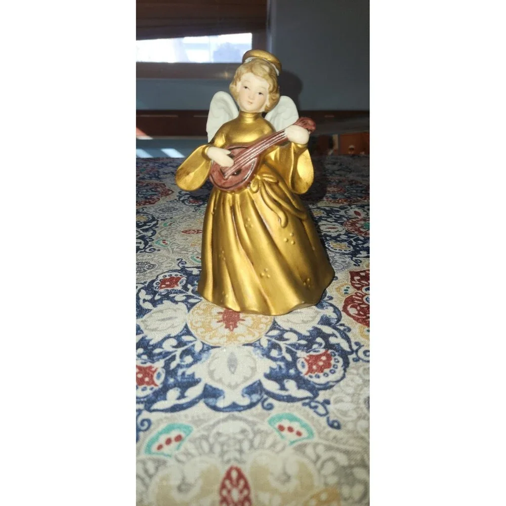Vtg Berman & Anderson Rotating Musical Porcelain Angel Plays Silent Night 8